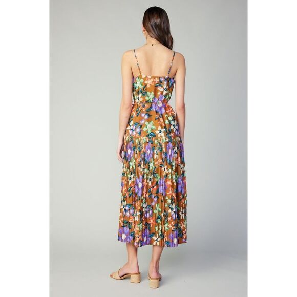 Current Air Floral Pleated Midi Dress 100% Cotton Size Small - Picture 4 of 11